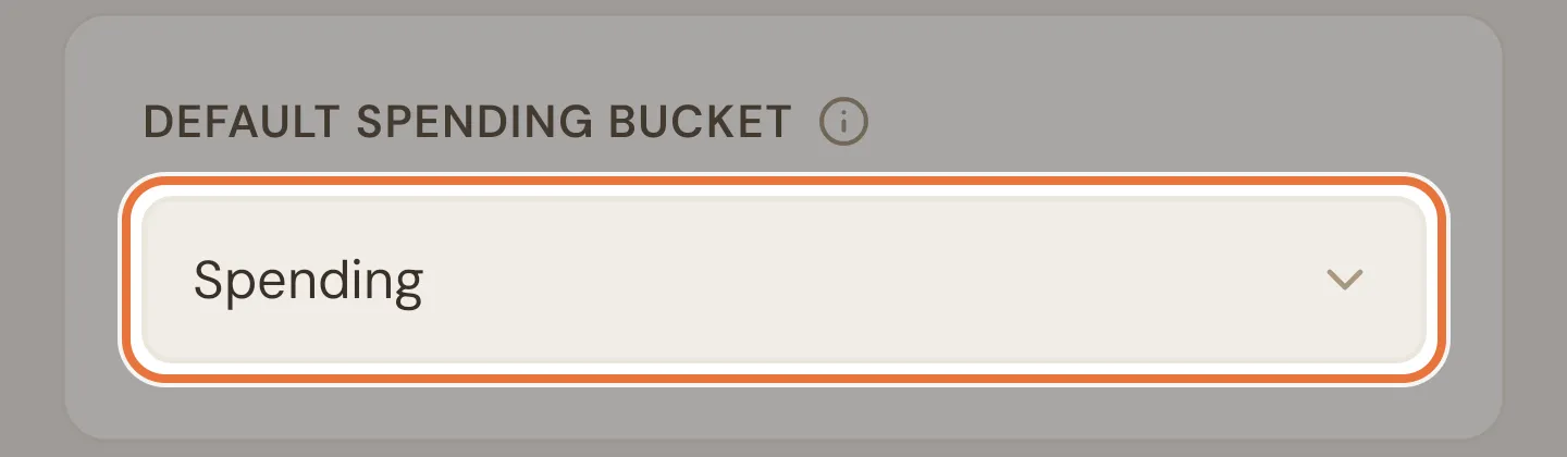 Default spending bucket dropdown set to Spending