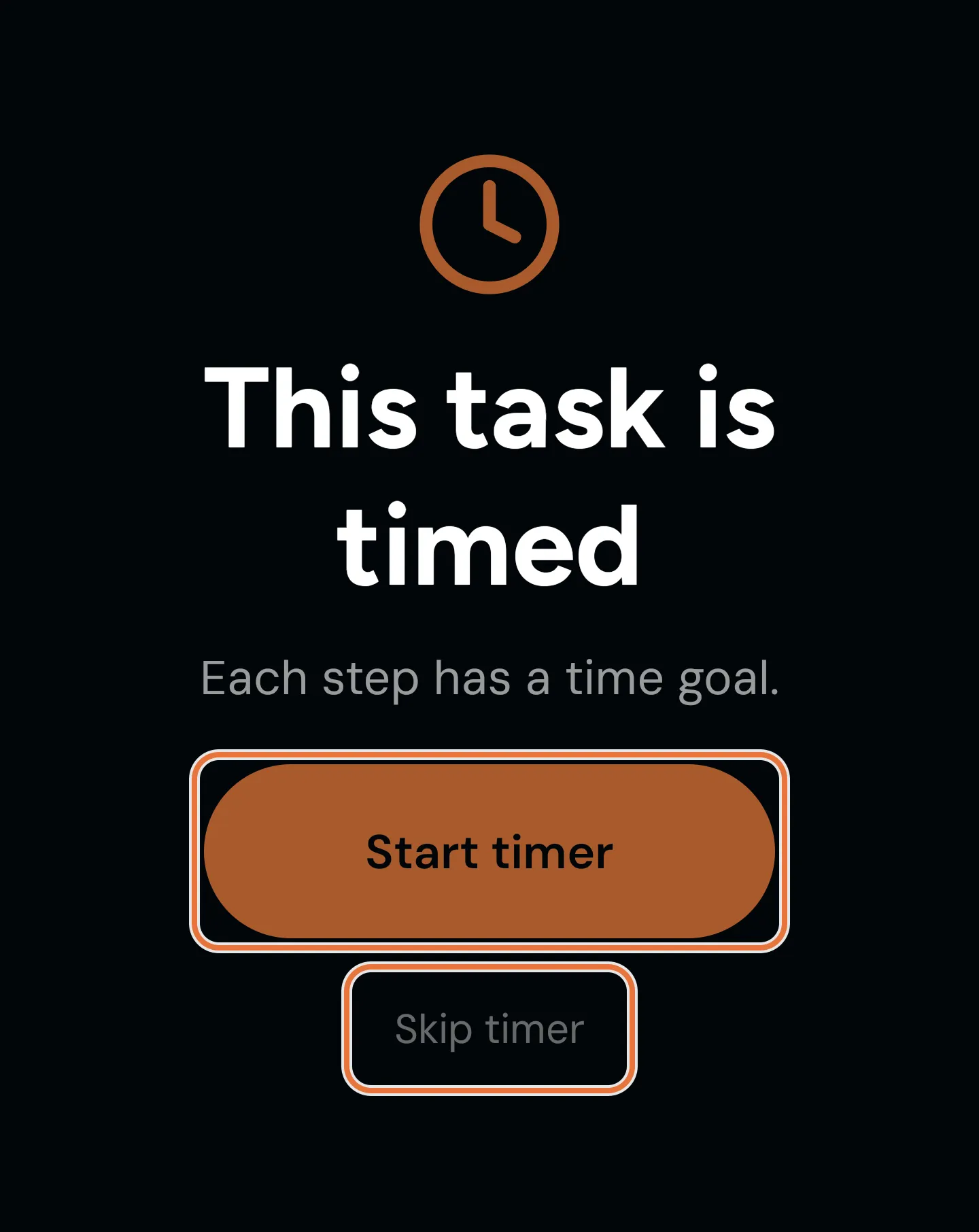 This task is timed prompt with Start timer and Skip timer buttons