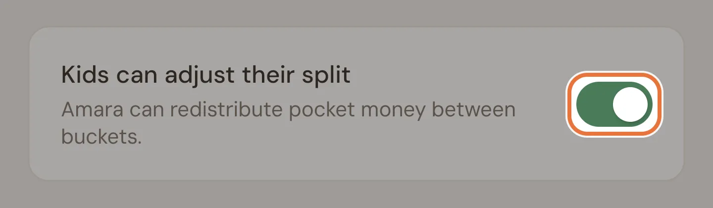 Kids can adjust their split switch turned on