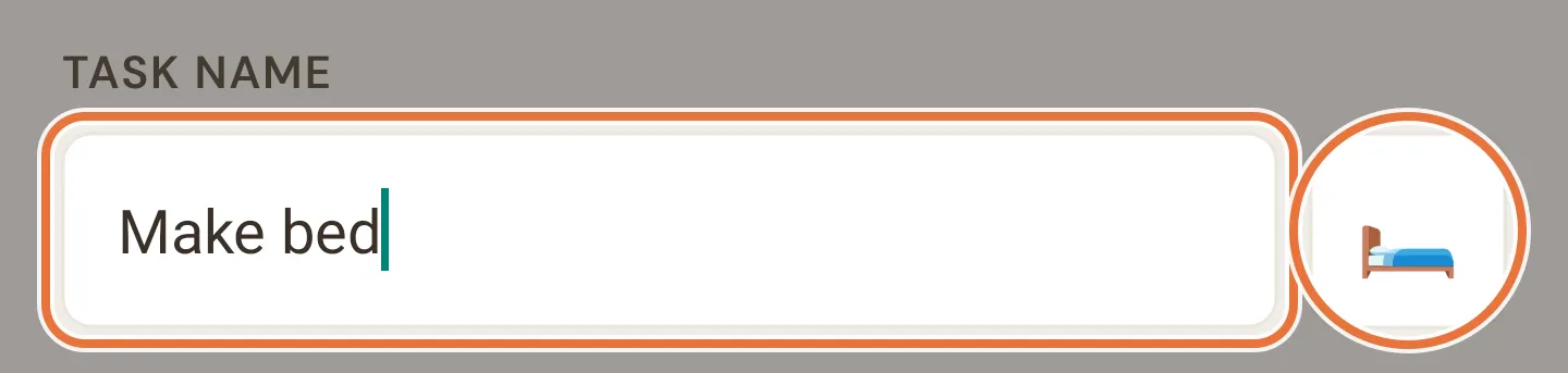 New task form with an emoji picker button beside the task name