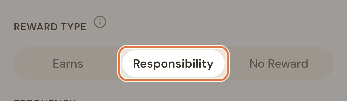 Reward type options with Responsibility selected