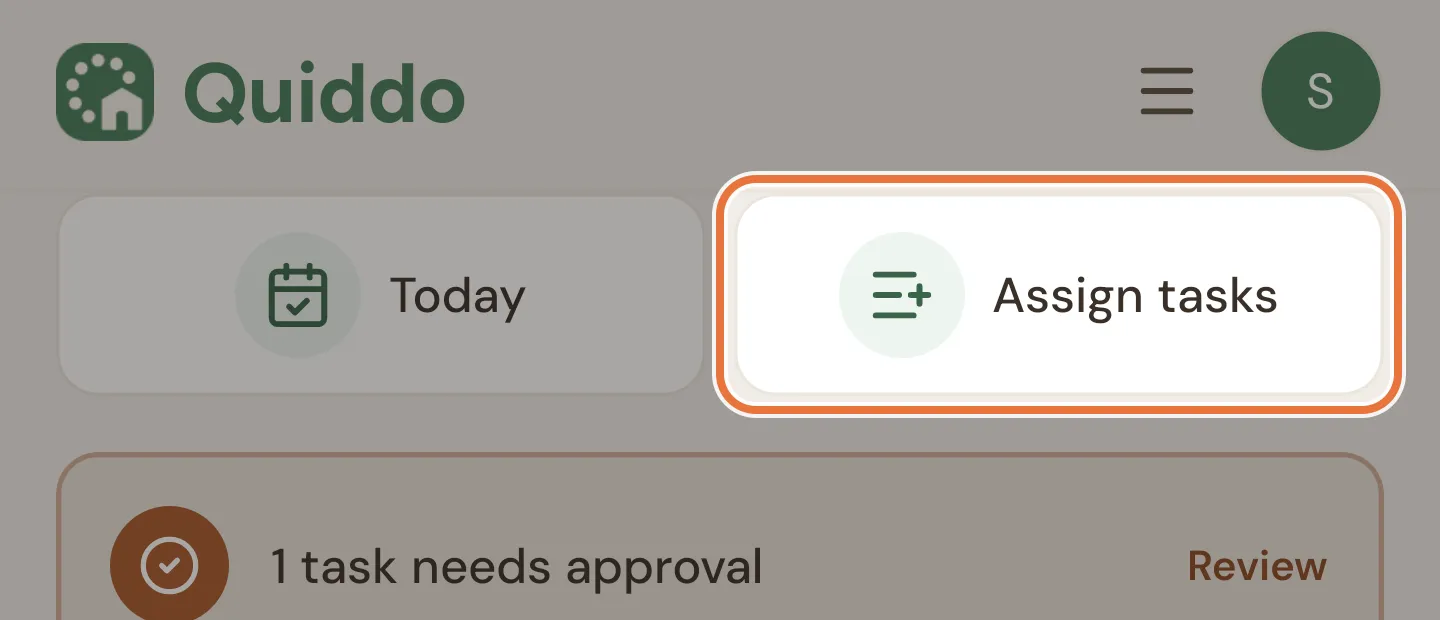 Tasks tab with the Assign tasks tile highlighted